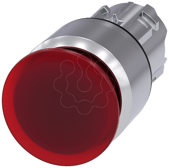 Imagem de Botao cogumelo iluminado, 22mm, redondo, metal, brilhante, vermelho, 30mm