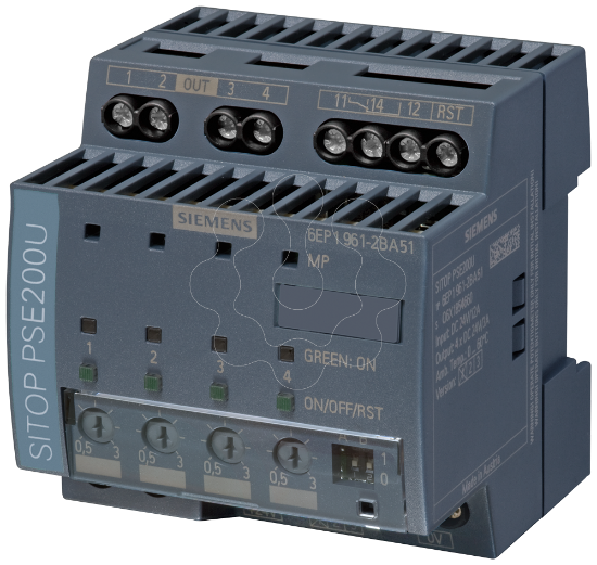 Imagem de Mod. seletiv. SITOP PSE200U, CC 24 V/4 x 0,5 ... 3 A c/ contato mensagem de soma