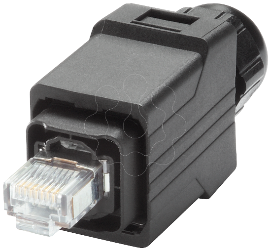 Imagem de Plug IE RJ45 PRO, conector de encaixe Push Pull IP65 para montagem no local