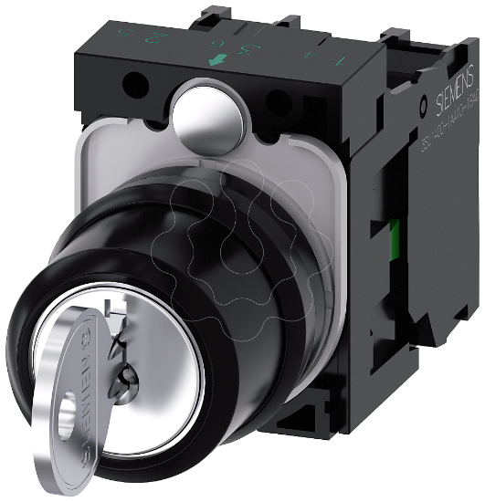 Imagem de Interruptor de chave RONIS, 22 mm, redondo, plastico, fecho SB30, 3 posicoes de I-O-II