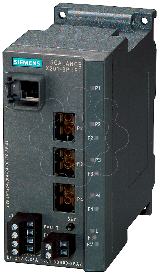 Imagem de SCALANCE X201-3P IRT, switch gerenciado camada 2, 1x RJ45, 3x POF SC RJ