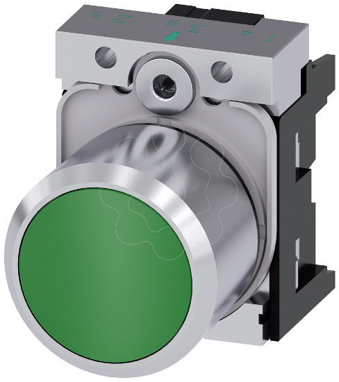 Imagem de Botao de pressao com extensao 12 mm, 22 mm, redondo, metal, verde, plano