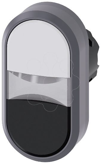 Imagem de Botao de pressao duplo iluminado, 22mm, redondo, anel frontal de metal, branco, preto