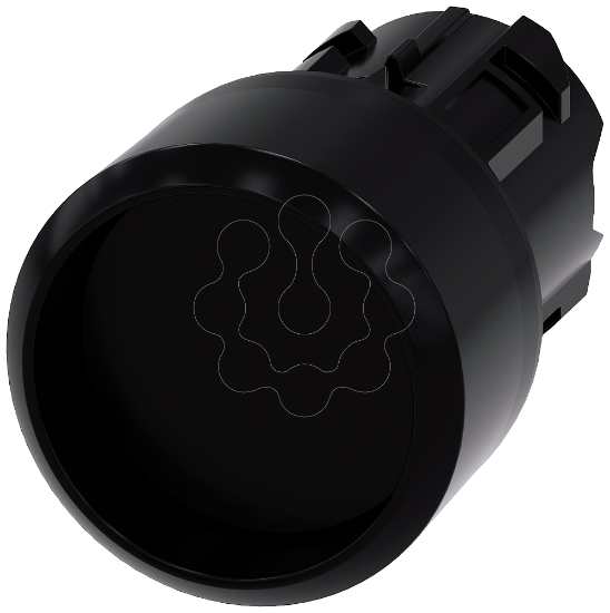 Imagem de botao, 22 mm, redondo, plastico, preto, anel frontal, alto tecla com retorno