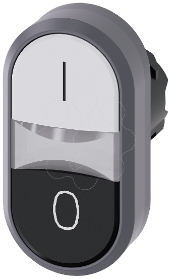 Imagem de Botao de pressao duplo iluminado, 22mm, redondo, anel frontal de metal, branco: I, preto: O