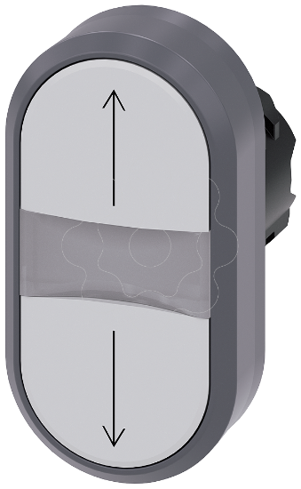 Imagem de Botao de pressao duplo iluminado, 22mm, redondo, anel frontal de metal, branco