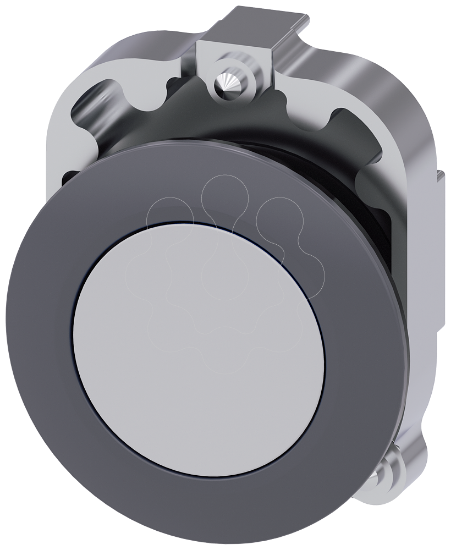Imagem de Botao de pressao, 30 mm, redondo, metal, mate, cinza, anel frontal para montagem plana