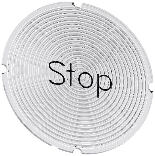 Imagem de Placa embutida para botao de pressao iluminado, redondo, inscricao: Stop