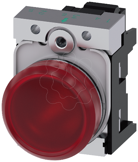 Imagem de Sinalizador luminoso, 22 mm, redondo, metal, alto brilho, vermelho, LED 230 V CA