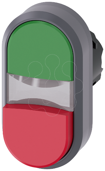 Imagem de Botao de pressao duplo iluminado, 22mm, redondo, anel frontal de metal, verde, vermelho