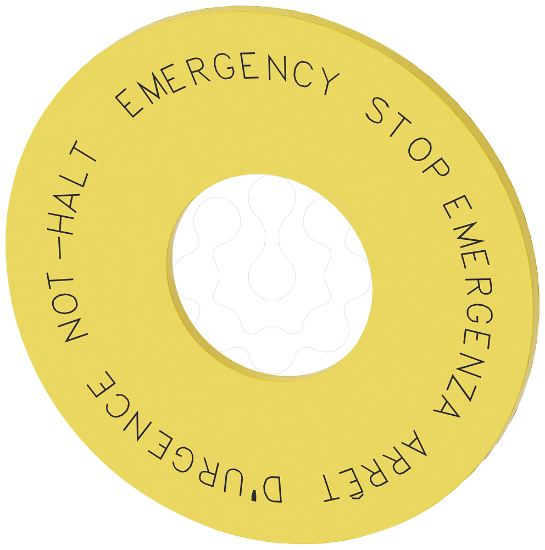 Imagem de Arruela para paragem emergencia, amarelo, sem inscricao, diametro externo 60mm