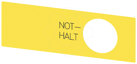 Imagem de Placa para botao cogumelo, amarela, inscricao: Paragem de emergencia, autocolante