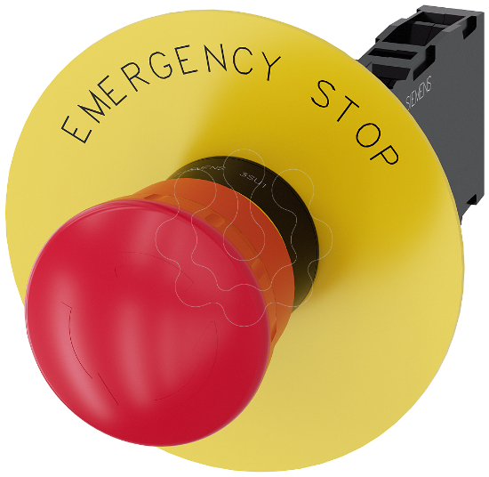 Imagem de Botao cogumelo paragem emergencia, 22mm, redondo, plastico, vermelho, 1NA+1NF