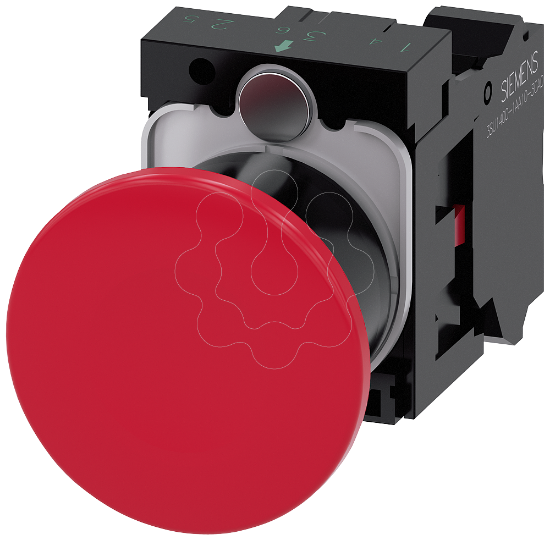 Imagem de Botao cogumelo, 22mm, redondo, plastico, vermelho, 40 mm, 1NF, conexao de mola