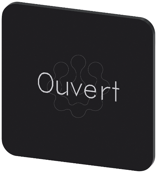 Imagem de Placa de identificacao 22x22mm, placa preto, inscricao: OUVERT