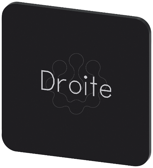 Imagem de Placa de identificacao 22x22mm, placa preto, inscricao: DROITE