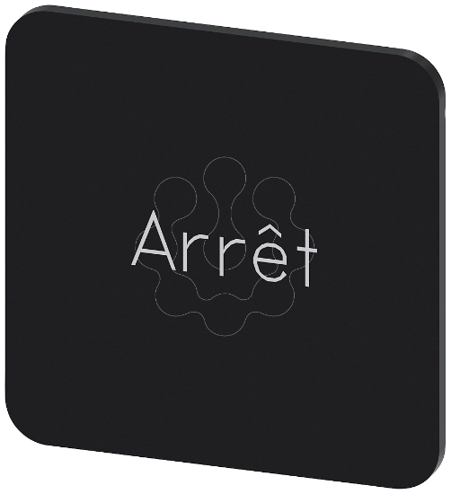 Imagem de Placa de identificacao 22x22mm, placa preto, inscricao: Arret