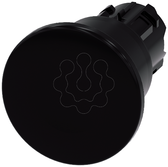 Imagem de Botao cogumelo, 22 mm, redondo, plastico, preto, 40 mm, de encaixe