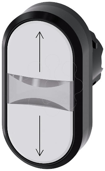 Imagem de Botao de pressao duplo iluminado, 22 mm, redondo, plastico, branco: Seta