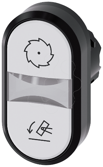 Imagem de Botao de pressao duplo iluminado, 22mm, redondo, plastico, branco: Simbolo