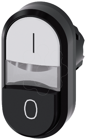 Imagem de Botao de pressao duplo iluminado 22 mm, redondo, plastico, branco: I, preto: O