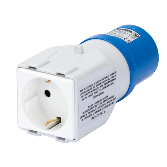 Imagem de Adaptador IP44 Tomada 2P+T 16A 230V Ficha 2P+T 16A Schuko